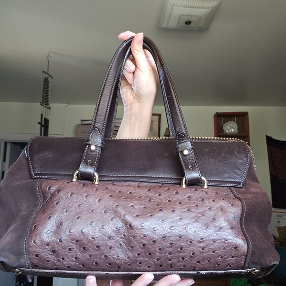 RARE FURLA Ostrich and Suede Bag and Wallet - Picture 11 of 17